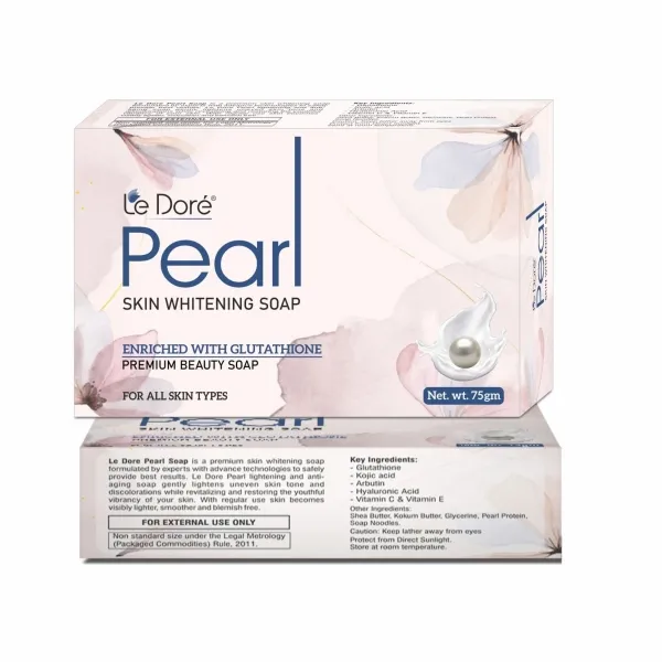 Le Dore Pearl Skin Whitening Soap With Glutathione, Kojic Acid, Arbutin, Vitamin  C & E, Hyaluronic Acid (75gm)