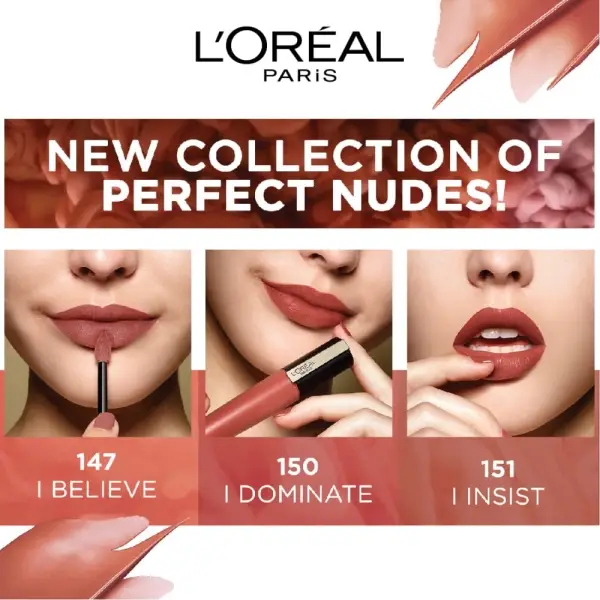 L'Oreal Paris Lipstick, Liquid Format with Matte Finish, 116 I