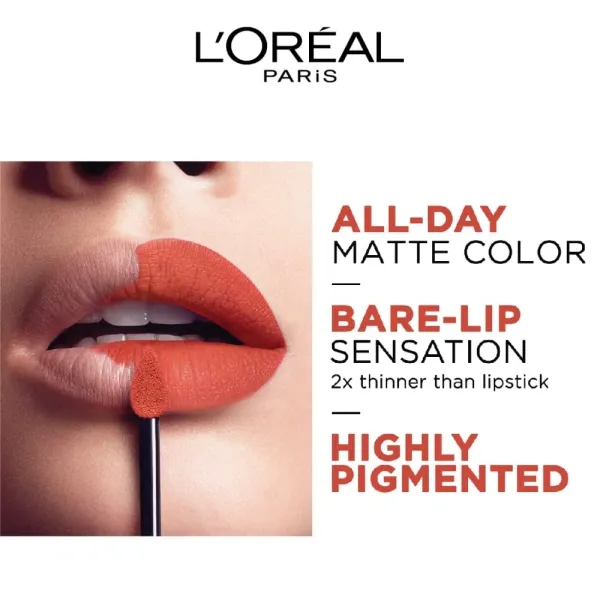 L'Oreal Paris Lipstick, Liquid Format with Matte Finish, 116 I