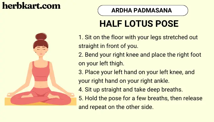 Ardha Padmasana (Half Lotus Pose): Steps, Benefits, Precautions, Variations  - Fitsri Yoga