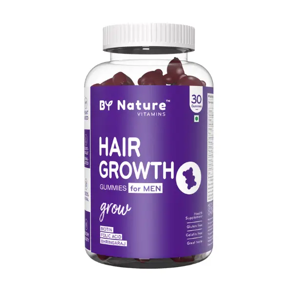 By Nature Hair Growth Gummies for Men with Biotin, Folic acid & Bhringaraj (30 Gummies) - Added Hibiscus, Zinc, Vitamin A, B12, D3 & E - Reduces Hair Fall, Thinning & Keeps By Nature Hair Growth Gummies for Men with Biotin, Folic acid & Bhringaraj (30 Gummies) - Added Hibiscus, Zinc, Vitamin A, B12, D3 & E - Reduces Hair Fall, Thinning & Keeps
