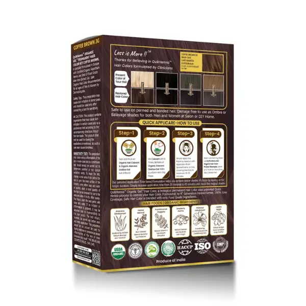 Damage Free Organic Gel Hair Color Coffee Brown 3g 1g Herbkart