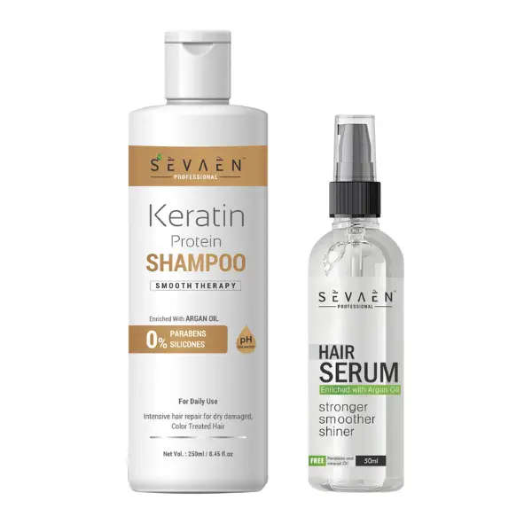 Sevaen Professional Keratin Shampoo And Professional Hair Serum Professional  Range, 300 Gm - Herbkart