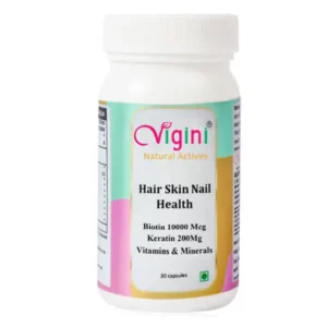 Vigini Biotin 10000mcg Keratin Hair Regrowth Growth Thinning Vitalizer Damage Repair Nails Caps available on Herbkart