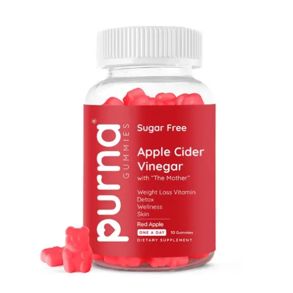 Purna Gummies Sugar Free Apple Cider Vinegar for Adults & Kids, Better Digestion & Clear Skin, 30 Day Pack, PURNAACV-1.webp, PURNAACV 1