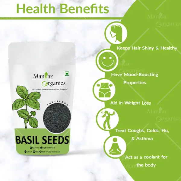 Manhar Organics Basil Seeds 550gm