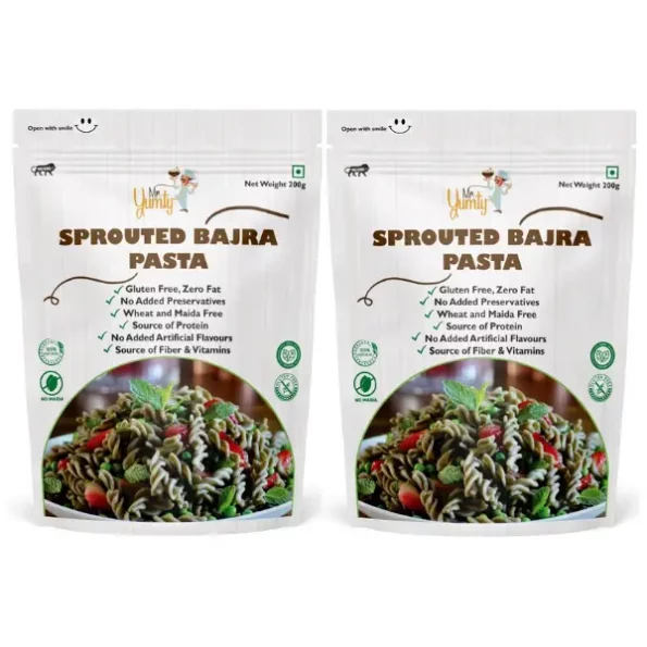 Gluten Free Sprouted Bajra Pasta, No Wheat, No Maida, 200g, Pack of 2