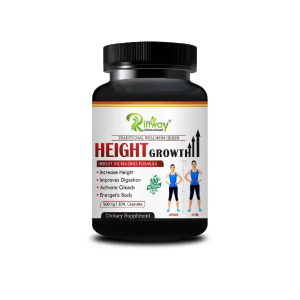 Riffway Height Growth Herbal Formula For Body Growth Reduce Bones Deficiency, 30 Capsules available on Herbkart