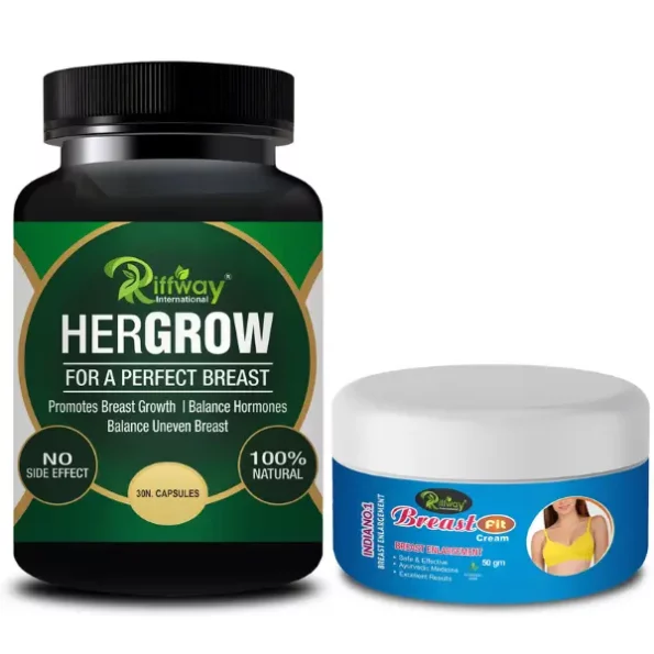 Riffway Her Grow Women Breast Capsules & Breast Fit , 30 Capsules + 50gm available on Herbkart