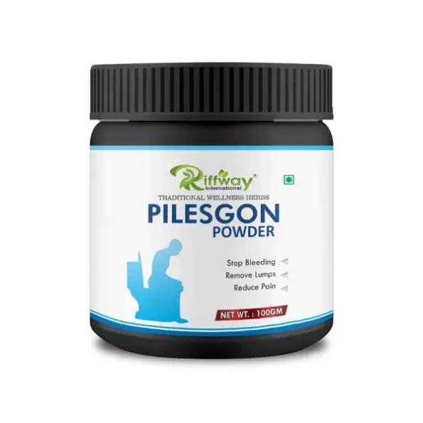 Riffway Pilesg1 100% Natural Powder For Eliminate Piles Mass Helps in Shrinking Piles, Relieves Constipation & Burning Sensation, 100 gm available on Herbkart