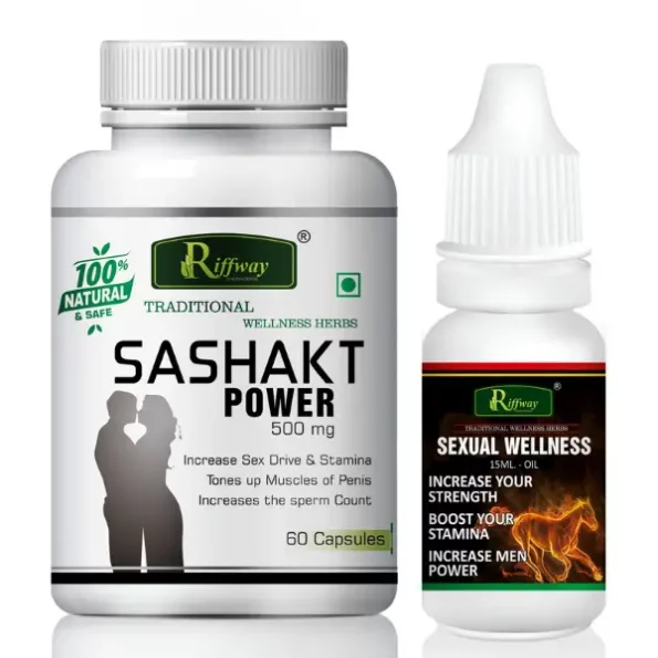 Riffway Sashakt Power Sexual Capsules & Wellness Oil, 60 Capsules+15ML available on Herbkart