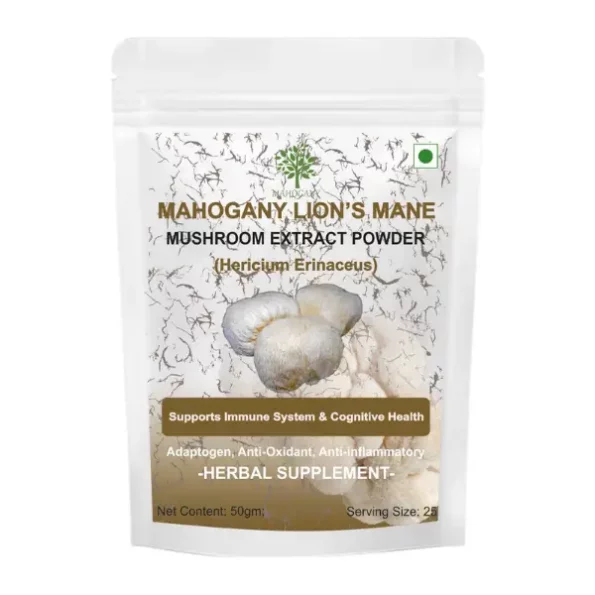 Mahogany Organics Lion's Mane Mushroom Extract Powder 50g available on Herbkart