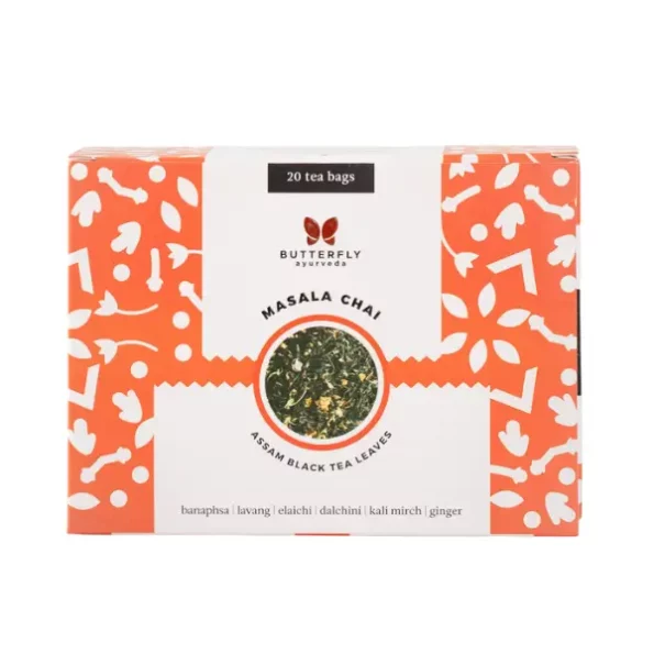 Butterfly Ayurveda Masala Chai, Assam Black Tea Leaves With Herbs, 100 gm, ButterflyAyurvedaMST2-2-1.webp, ButterflyAyurvedaMST2 2 1