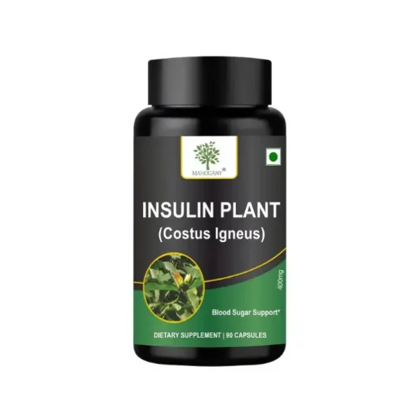 Mahogany Organics Insulin Plant (Costus Igneus) Capsules 500mg- A Diabetes Care Supplement- 90 Veg Caps available on Herbkart