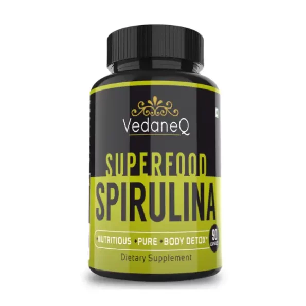 VedaneQ Spirulina Powder 800 mg Super Food for Men & Women - 90 Capsules (1) (90 No), VedaneQved_spir-1.webp, VedaneQved spir 1