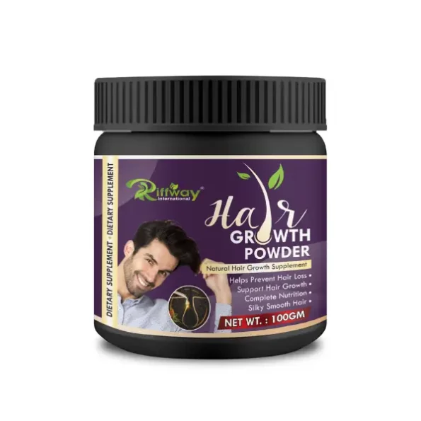 Riffway Hair Growth 100% Natural Powder Helps For Silky Soft Hair with Aloe Vera, 100 gm, riff-hairgrowthpowder-100gm-1.webp, riff hairgrowthpowder 100gm 1