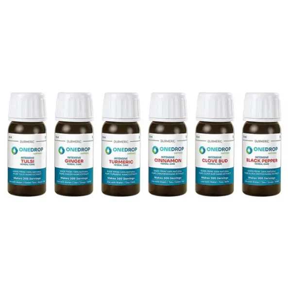 Onedrop Wellness Immunity Kit with 6 Individual Herbal Drops of Tulsi, Turmeric, Ginger, Cinnamon, Pepper and Clove, 30Ml Each, ODWD-ImmunityKit-30ml-1.webp, ODWD ImmunityKit 30ml 1