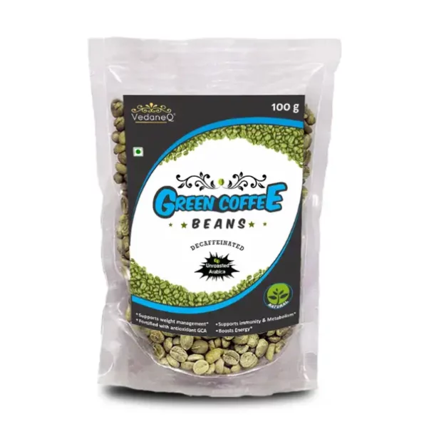 VedaneQ Green Coffee Beans Weight loss Unroasted Arabica 100gm Instant Coffee (100 g, Green Coffee Flavoured), VedaneQved_gc100-1.webp, VedaneQved gc100 1