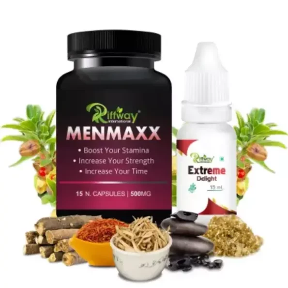 Riffway Men Max Sexual Supplement & Extreme Delight Oil Help To Recover All Problem Related To , 15 Capsules + 15 ML available on Herbkart