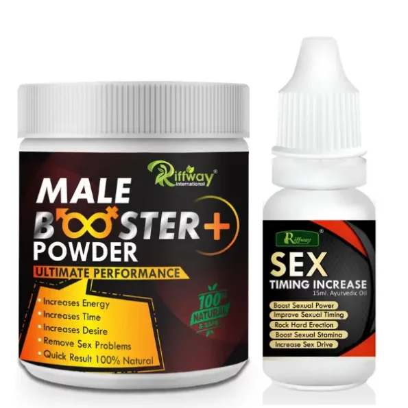 Riffway Male Booster Sexual Powder & Sex Time Increasing Oil, 100gm+15ML available on Herbkart