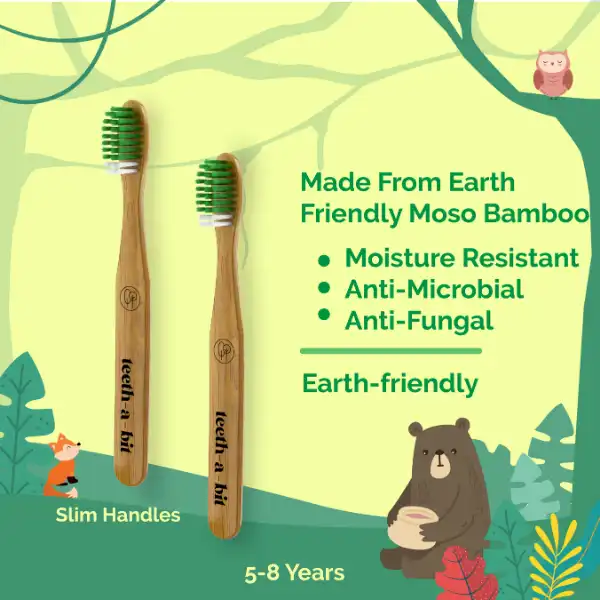 Teeth-A-Bit The Pledge Bamboo Toothbrush Kids (5-8 Years) Slim