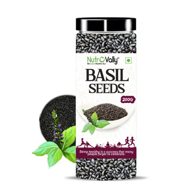 NutroVally Raw Basil Seeds For Weight Loss Highly Rich in Omega 3 200g