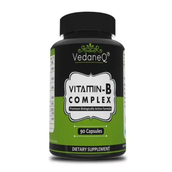 VedaneQ B Complex Vitamins All B Vitamins B12, B1, B2, B3, B5, B6, B7, B9, 90 Veg Capsules (90 No), VedaneQved_b-1.webp, VedaneQved b 1