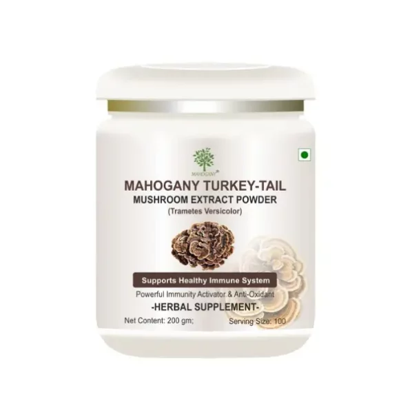 Mahogany Organics Turkey Tail Mushroom Extract Powder 200g available on Herbkart