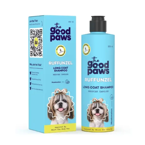 Ruffunzel Long Coat Shampoo For Dogs, Reduces tangles, Removes mats & Restores shine, Muskmelon, 250 ml