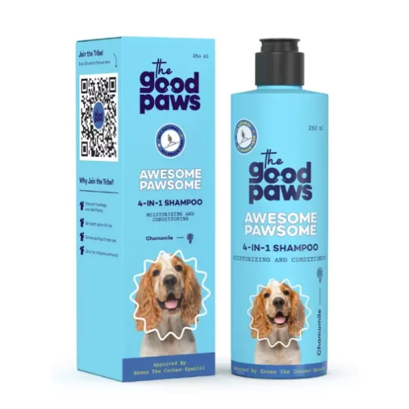 Awesome Pawsome 4 in 1 Dog Shampoo, Moisturizing & Conditioning, Cleanse & Deodorize, Chamomile, 250 ml