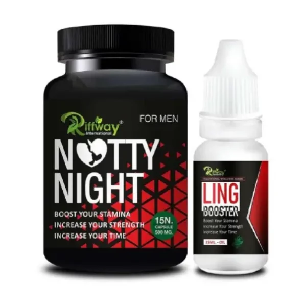 Riffway Notty Night Sexual Supplement & Ling Booster Oil Improve Sexual Confidence, 15 Capsules + 15 ML available on Herbkart