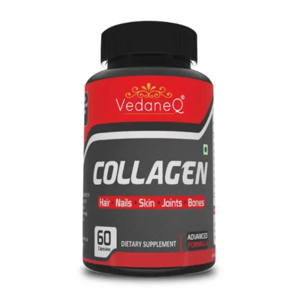 VedaneQ Collagen Capsules Supplement 1000 Mg, Skin Hair Nails Joints & Bones 60 Capsules (60 No), VedaneQved_coll-1.webp, VedaneQved coll 1