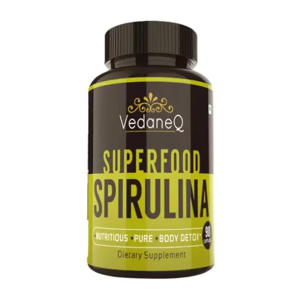 VedaneQ Spirulina 800 mg Super Food for Men & Women - 90 Capsules, VD_Spirulina_90-PC1-1.webp, VD Spirulina 90 PC1 1