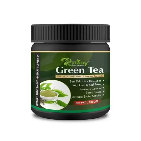 Riffway Green Tea 100% Natural Powder For Weight Management & fast Fat Burner, 100 gm available on Herbkart