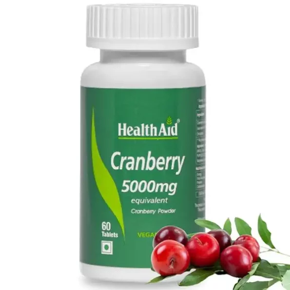 HealthAid Cranberry 5000mg (Equivalent), 60 Tablets available on Herbkart