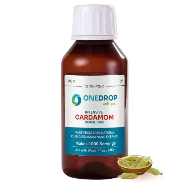 Onedrop Wellness Intensive Cardamom Herbal Drops - 100 Ml, 100% Natural Cardamom Nano Extract, Makes 1000 Servings, ODWD-Cardamom-100ml-1.webp, ODWD Cardamom 100ml 1