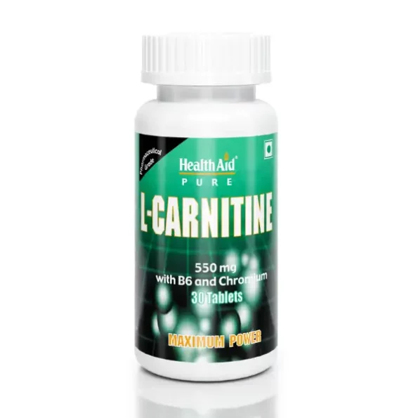 HealthAid L-Carnitine 550mg with Vitamin B6 & Chromium, 30 Tablets, HealthAid8908003441641-1.webp, HealthAid8908003441641 1