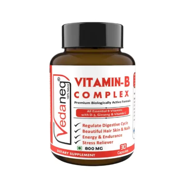 VedaneQ B Complex Vitamins All B Vitamins B12, B1, B2, B3, B5, B6, B7, B9, 90 Veg Capsules, Vd_bcomp_30caps-1.webp, Vd bcomp 30caps 1