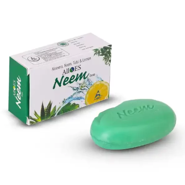 Alloes Neem Soap with Aloevera ,Tulsi and Lemon Cleansing Bar, 75 gram, Alloes021-1.webp, Alloes021 1