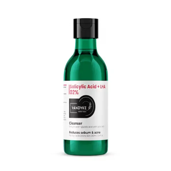 Vandyke 2% Salicylic Acid Face Cleanser With LHA & Zinc for Oily Acne Prone Skin (250ml) available on Herbkart