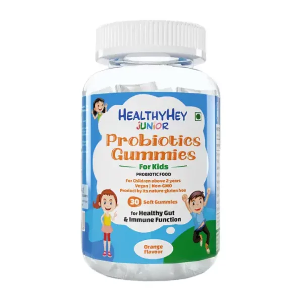 HealthyHey Junior Probiotics Gummies - for Kids - For Healthy Gut & Immune Function - Orange Flavour - 30 Soft Gummies available on Herbkart