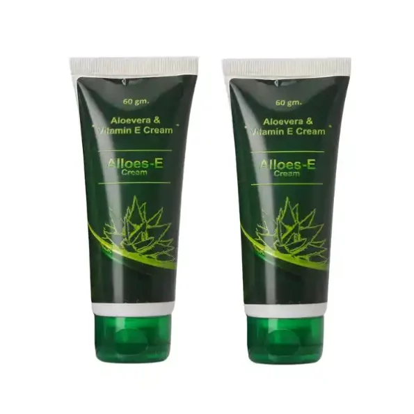 Alloes Vitamin E And Aloe Vera Cream for Nourishes And Repairs the Skin - 2pcs X 60Gm, 100gram available on Herbkart