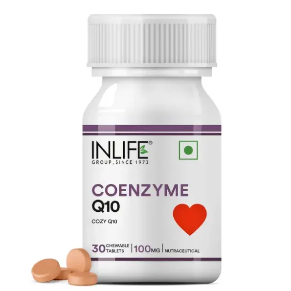 Inlife Coenzyme Q10 CoQ10 Ubiquinone Supplement, 100mg - 30 Chewable Tablets available on Herbkart