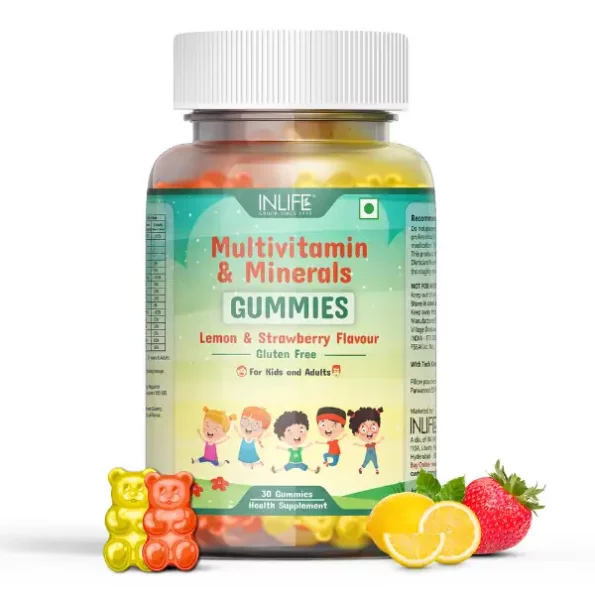 Inlife Multivitamin Gummies for Kids Teens Men & Women, 30 Lemon & Strawberry Flavour Gummies available on Herbkart