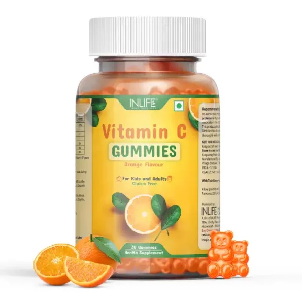Vitamin C Gummies for Kids Teens Men & Women, 30 Orange Flavour Gummies