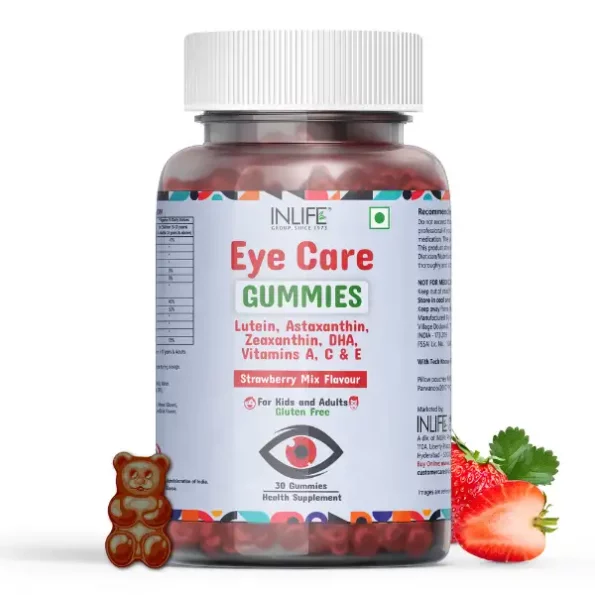 Inlife Eye Care Supplement for Kids and Adults, 30 Strawberry Mix Flavour Gummies available on Herbkart