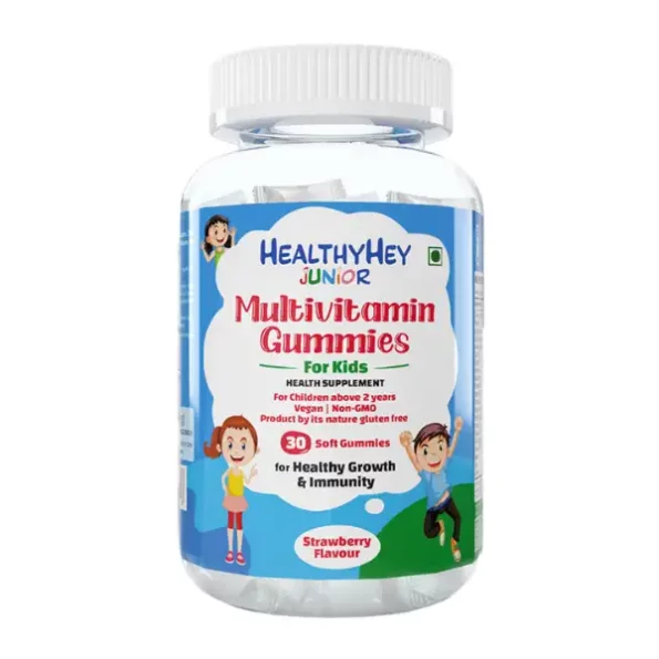 HealthyHey Junior Multivitamin Gummies for Kids For Healthy Growth & Immunity Strawberry Flavour 30 Soft Gummies available on Herbkart