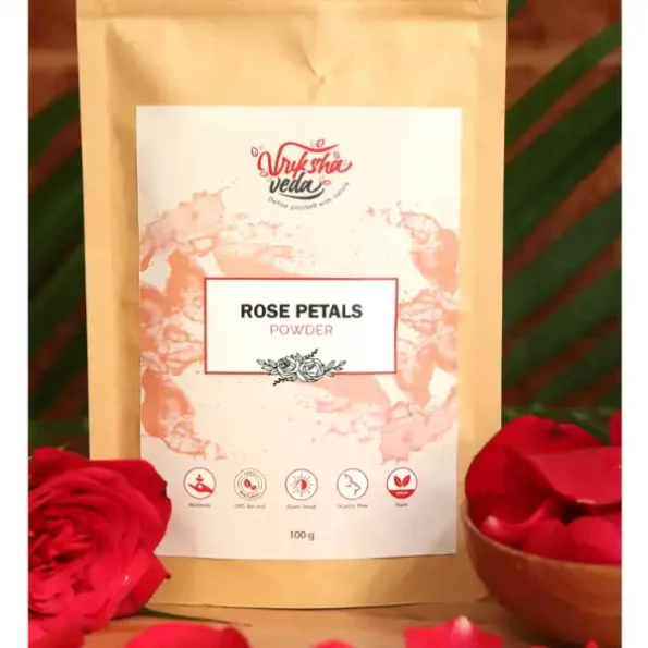 Vriksha Veda Rose Petals Powder,100gm, VrikshaVedaVV-HP01-1.webp, VrikshaVedaVV HP01 1