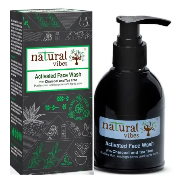 Natural Vibes Ayurvedic Activated Charcoal & Tea Tree Face Wash 150 ml, NV_charcoal_face_wash_150ml-1.webp, NV charcoal face wash 150ml 1