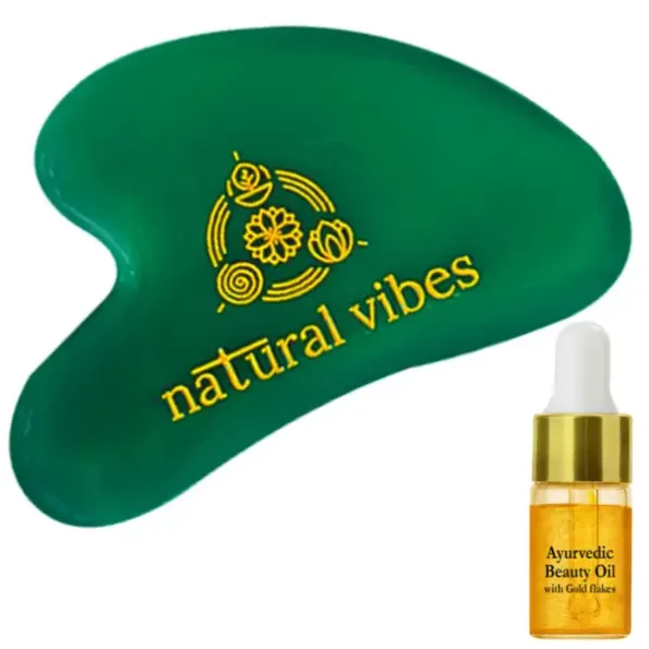 Natural Vibes Jade Gua Sha with FREE Gold Beauty Elixir Oil 3 ml For Face, Neck and Under eye, NV_Jade_Guasha_oil-1.webp, NV Jade Guasha oil 1